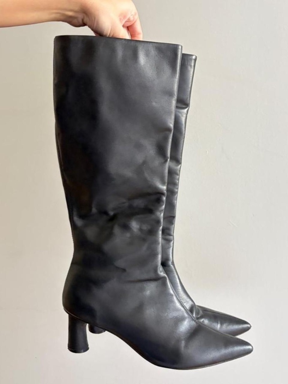 Arezzo Heeled Boots Black Pointed Toe 9